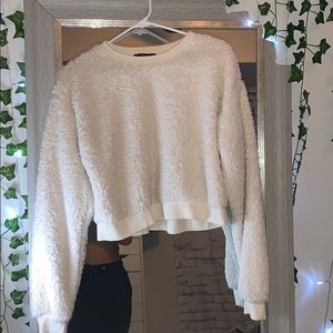 cropped fuzzy crewneck